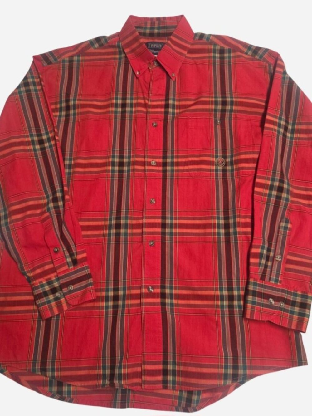 Wrangler Twenty X Size XL Red Plaid Button Up Long Sleeve Cotton Western shirt